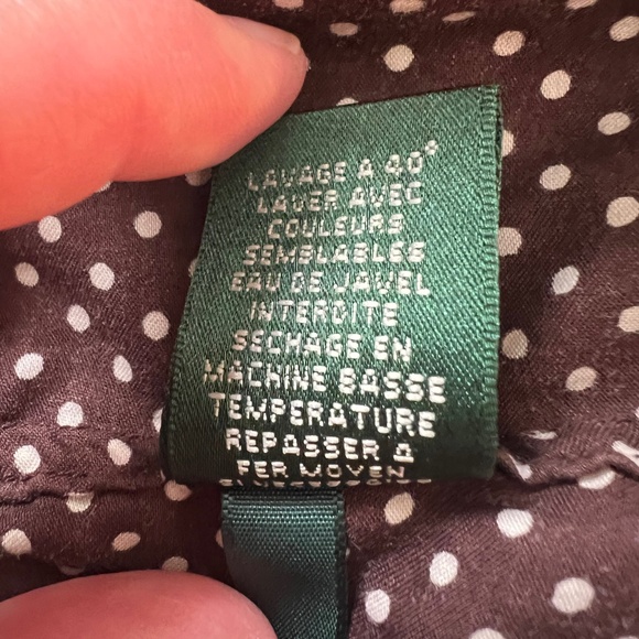 Ralph Lauren Chocolate Brown Dot Button Down Blouse Size 2X - Picture 6 of 7